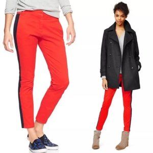 Gap Khakis Crop Pants Red Skinny Mini Size 2 Paneled‎ Cotton Blend